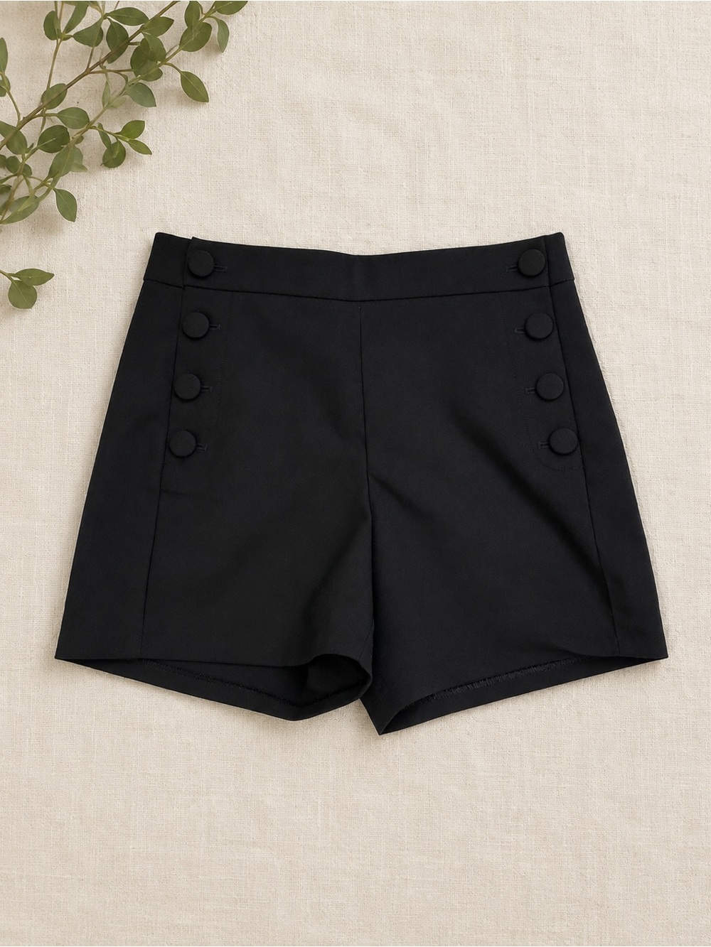 Express Black High-Waist Button-Accent Shorts